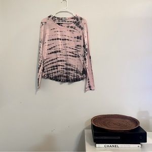 $88 Anthropologie Pink & Gray Long Sleeve Top
